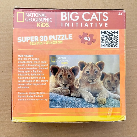 National Geographic Puzzle Kids Amazing Animals Lion Cubs 63 Piece 3D Jigsaw - Picture 3 of 14